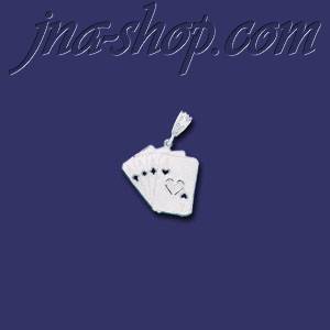 Sterling Silver DC Playing Cards Four Aces Charm Pendant