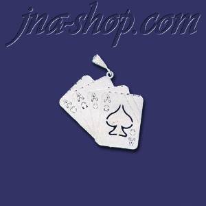 Sterling Silver DC Big Playing Cards Four Aces Charm Pendant