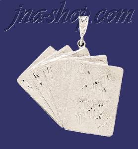 Sterling Silver DC Big Playing Cards Royal Flush Charm Pendant