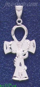 Sterling Silver DC Ankh Ansate Cross w/Cobra Charm Pendant