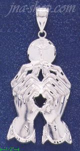 Sterling Silver DC Eucharist Hands Holding Wafer Charm Pendant