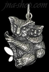 Sterling Silver Koala Bear w/Baby on Back Animal Charm Pendant