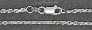 16" Sterling Silver Solid Diamond-cut Rope Chain 2mm