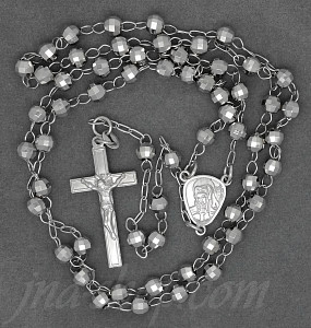 Sterling Silver 30" Crucifix & Virgin Mary Rosary 5mm Faceted Beads