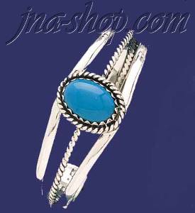 Sterling Silver Genuine American Indian Turquoise Bangle