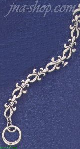 Sterling Silver 8" Fleur-de-lis Bracelet 11mm