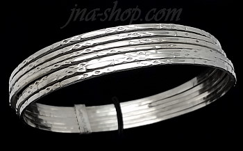 Sterling Silver 60mm Textured 7 Days Bangle 9mm
