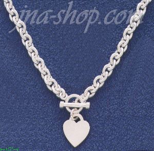 Sterling Silver 22" Heart Necklace 8mm