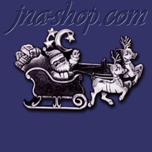 Sterling Silver Santa Claus Sleigh Reindeer Brooch Pin