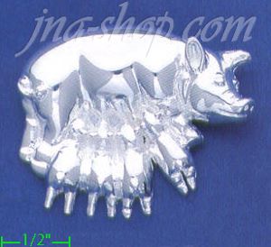 Sterling Silver Pig Mother & Piglets Brooch Pin