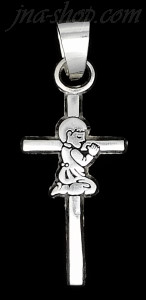 Sterling Silver Cross Child Praying Charm Pendant