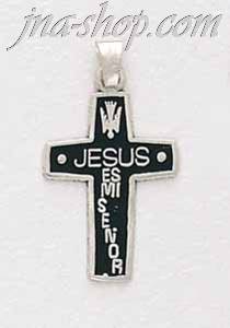 Sterling Silver Cross Jesus Es Mi Señor Charm Pendant
