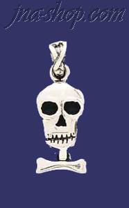 Sterling Silver Skull & Bone Charm Pendant