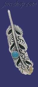 Sterling Silver Feather Genuine American Indian Turquoise Charm