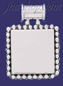 Sterling Silver Square w/Beads Engravable Charm Pendant