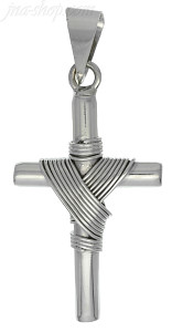 Sterling Silver Tubular Cross w/Shroud Charm Pendant