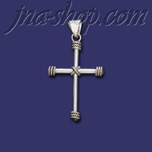 Sterling Silver Tubular Cross w/Ropes Pendant
