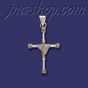 Sterling Silver Cross w/Shroud & Ropes Charm Pendant