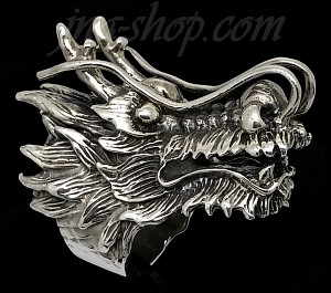 Sterling Silver Big Dragon Head Ring sz 13