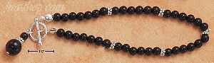 Sterling Silver 7" ONYX BEADS W/ SS SPACER BEADS & DROP TOGGLE B