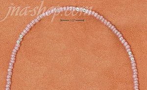 Sterling Silver 9" SILVER & PINK PONY BEAD ANKLET