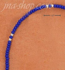 Sterling Silver 9" SILVER & LAPIS COLORED PONY BEAD ANKLET