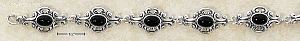 Sterling Silver 7" SCROLLED DESIGNER LINKS W/ OVAL ONYX STONES B