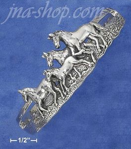 Sterling Silver ANTIQUED HERD OF HORSES CUFF BRACELET (NICKEL FR