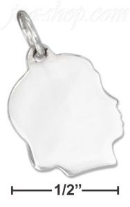 Sterling Silver SIDE VIEW GIRL'S PROFILE CHARM