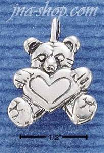 Sterling Silver TEDDY BEAR W/ HEART CHARM