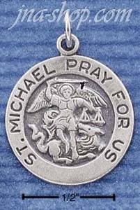 Sterling Silver ROUND ST MICHAEL MEDALLION CHARM