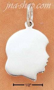 Sterling Silver LARGE GIRL PROFILE CHARM