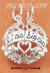 Sterling Silver "LIL SIS/ BIG SIS" TWO PIECE CHARM