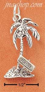 Sterling Silver PALM TREE W/ FLORIDA SIGN CHARM
