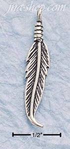 Sterling Silver ANTIQUED FEATHER CHARM