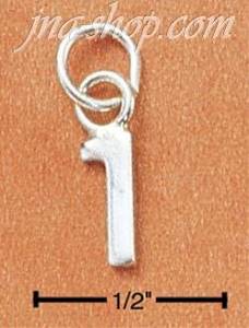 Sterling Silver FINE LINED "1" CHARM