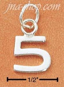 Sterling Silver FINE LINED "5" CHARM