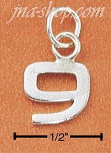 Sterling Silver FINE LINED "9" CHARM