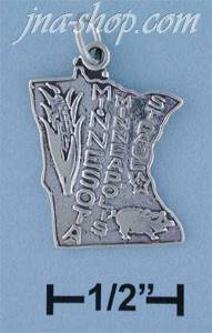 Sterling Silver MINNESOTA STATE CHARM