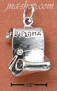 Sterling Silver ANTIQUED OPEN DIPLOMA SCROLL CHARM