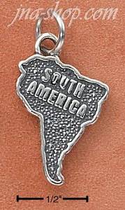 Sterling Silver "SOUTH AMERICA" MAP CHARM