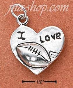 Sterling Silver "I LOVE FOOTBALL" HEART CHARM