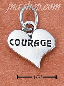 Sterling Silver "COURAGE" HEART CHARM