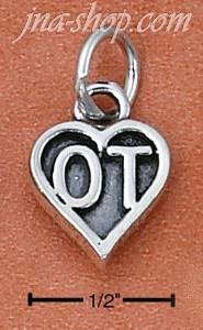 Sterling Silver "OT" OCCUPATIONAL THERAPIST HEART CHARM