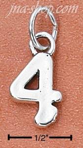 Sterling Silver "4" FOUR CHARM