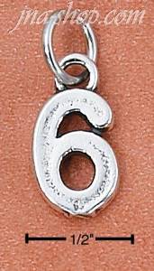 Sterling Silver "6" SIX CHARM