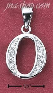 Sterling Silver HIGH POLISH & CZ NUMBER 0 CHARM (1/2" W/OUT BA