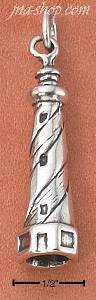 Sterling Silver SPIRAL LIGHTHOUSE W/WINDOWS CHARM