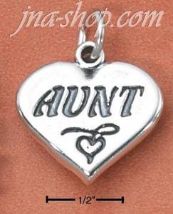 Sterling Silver "AUNT" WITH HEART ON HEART CHARM