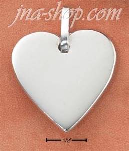 Sterling Silver 21MM FLAT ENGRAVABLE HEART TAG CHARM